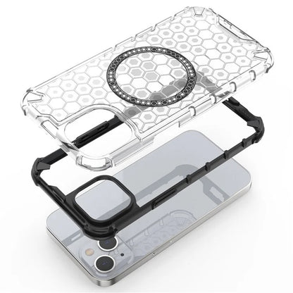 MagSafe-fodral för Apple iPhone 14, Techsuit, HoneyComb Shield, Vit