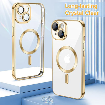 MagSafe-fodral för Apple iPhone 14, Techsuit, Luxury Crystal, Guld