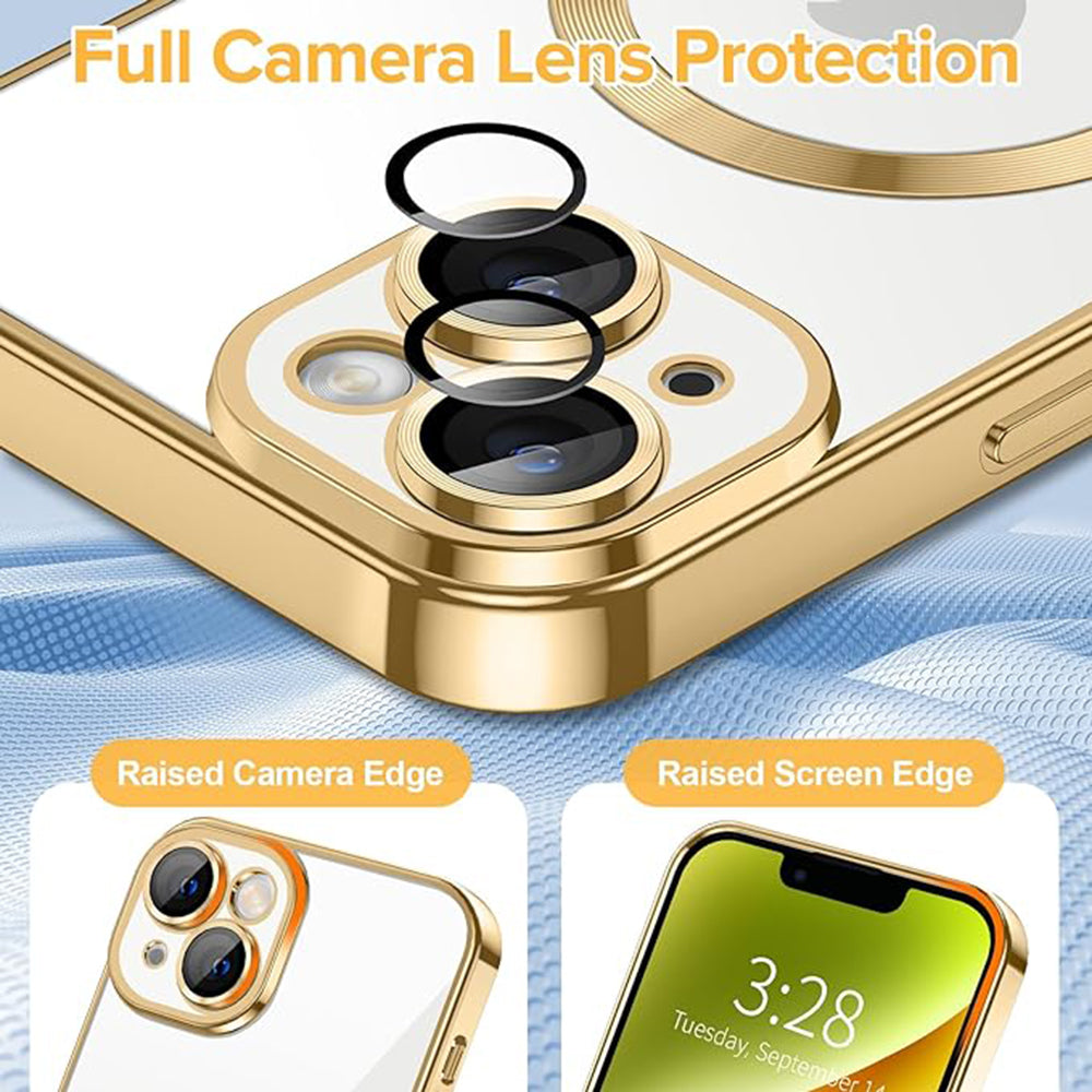 MagSafe-fodral för Apple iPhone 14, Techsuit, Luxury Crystal, Guld