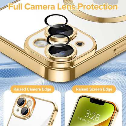 MagSafe-fodral för Apple iPhone 14, Techsuit, Luxury Crystal, Guld