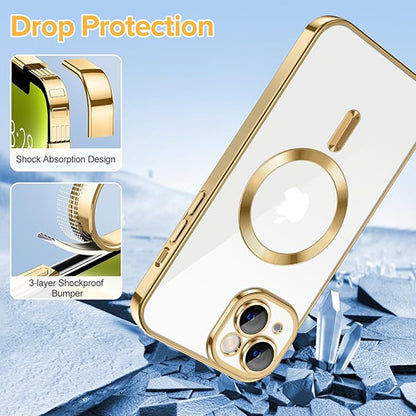 MagSafe-fodral för Apple iPhone 14, Techsuit, Luxury Crystal, Guld