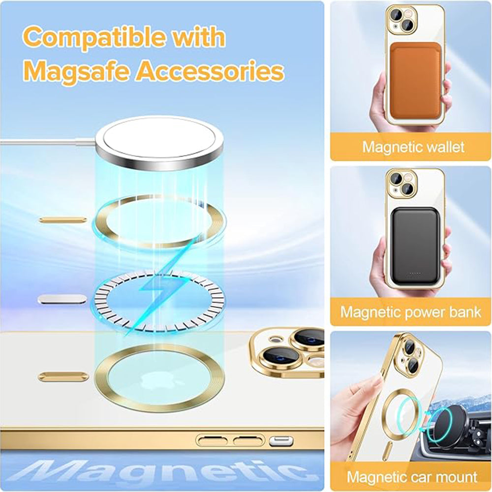 MagSafe-fodral för Apple iPhone 14, Techsuit, Luxury Crystal, Guld