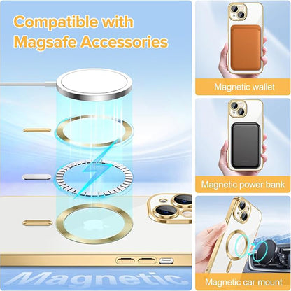 MagSafe-fodral för Apple iPhone 14, Techsuit, Luxury Crystal, Guld