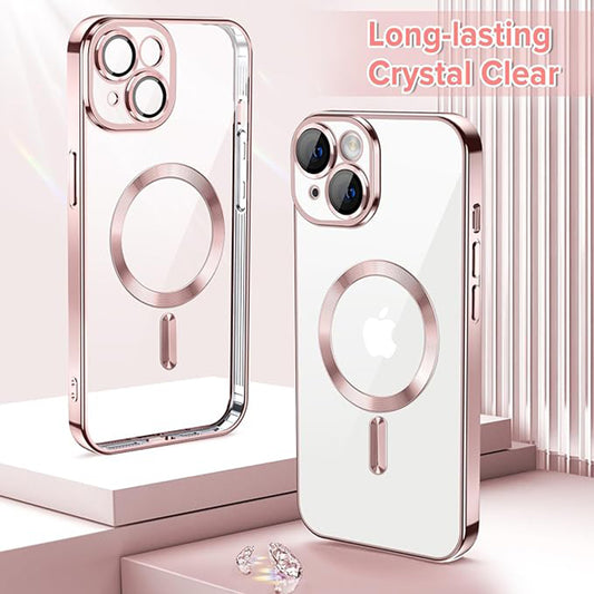MagSafe-fodral för Apple iPhone 14, Techsuit, Luxury Crystal, Rosa
