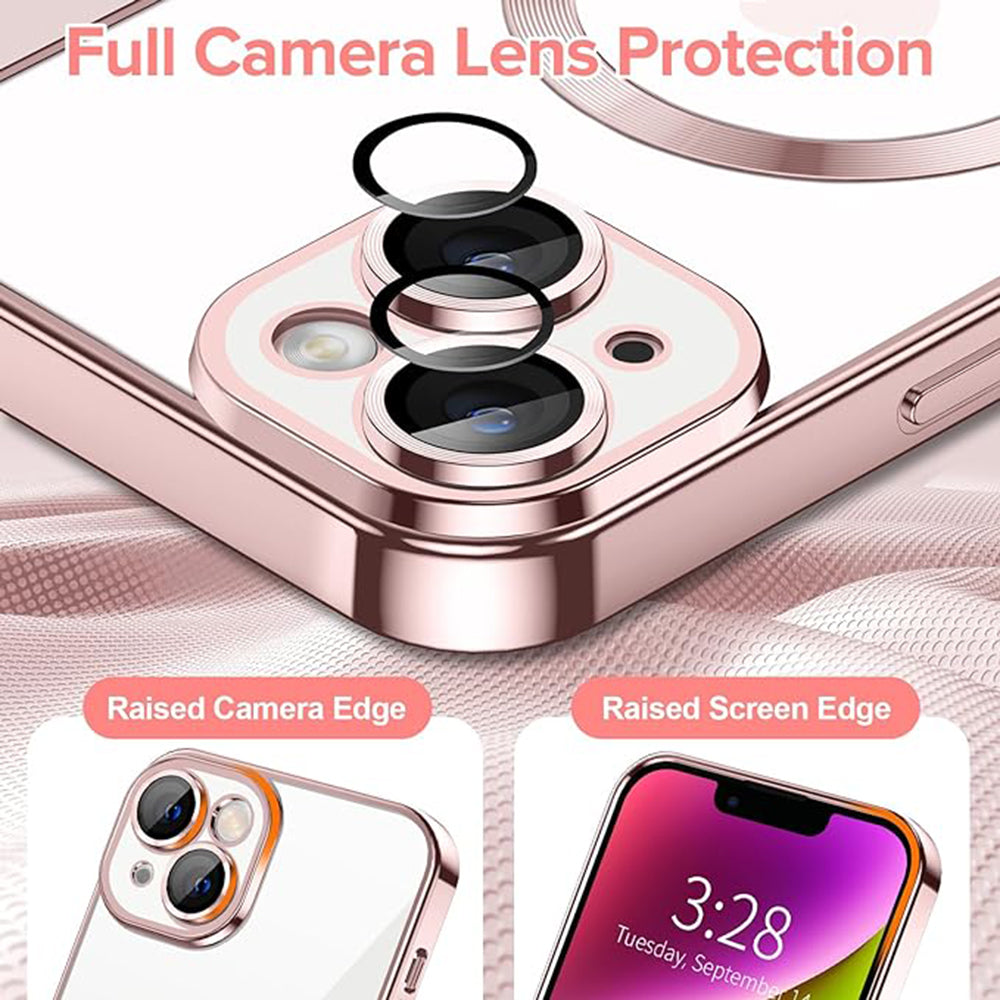 MagSafe-fodral för Apple iPhone 14, Techsuit, Luxury Crystal, Rosa