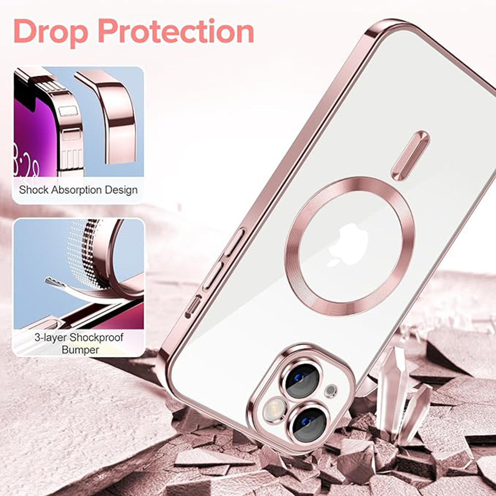 MagSafe-fodral för Apple iPhone 14, Techsuit, Luxury Crystal, Rosa