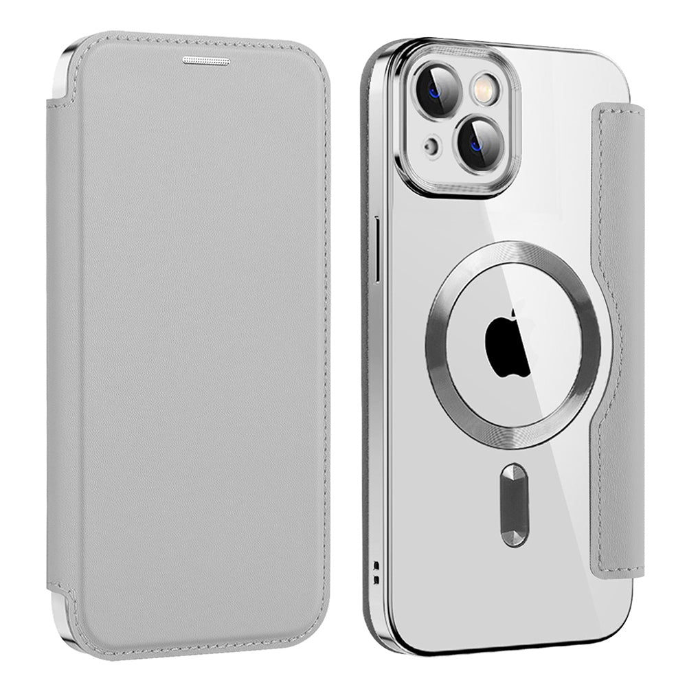 MagSafe Case for Apple iPhone 14, Techsuit, SmartMag Book, Gray