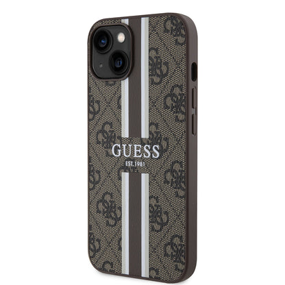 MagSafe-skal för Apple iPhone 15, Guess, 4G Printed Stripes, Brun