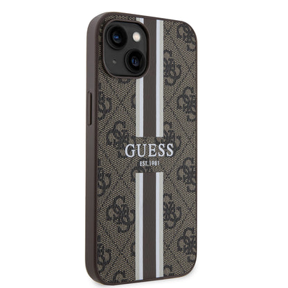 MagSafe-skal för Apple iPhone 15, Guess, 4G Printed Stripes, Brun