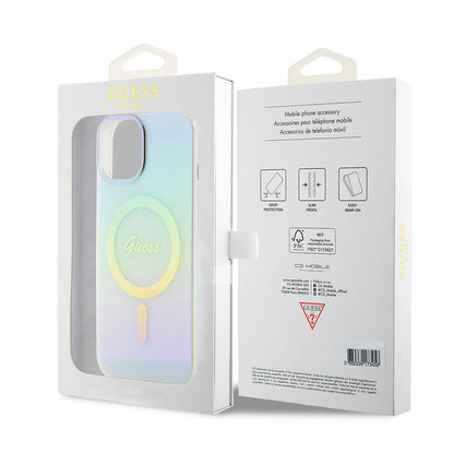 MagSafe-skal för Apple iPhone 15, Guess, IML Iridescent, Turkos