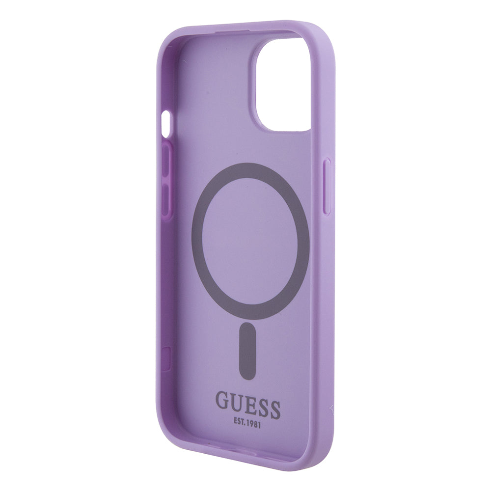 MagSafe Case for Apple iPhone 15, Guess, Saffiano, Purple