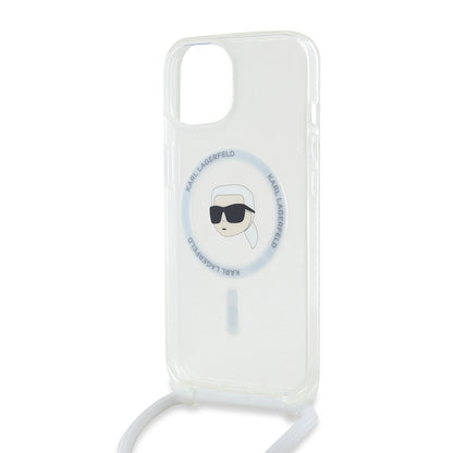 MagSafe-skal för Apple iPhone 15, Karl Lagerfeld, IML Crossbody Karl's Head, Transparent