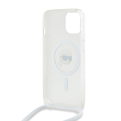 MagSafe-skal för Apple iPhone 15, Karl Lagerfeld, IML Crossbody Karl's Head, Transparent