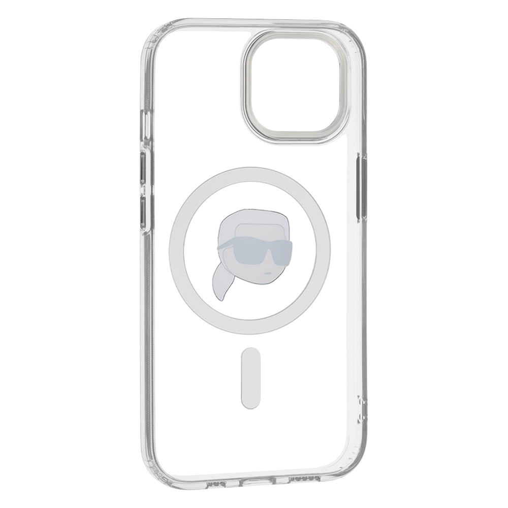 MagSafe-skal för Apple iPhone 15, Karl Lagerfeld, IML Metal Karl's Head, Vit