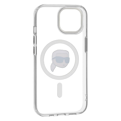 MagSafe-skal för Apple iPhone 15, Karl Lagerfeld, IML Metal Karl's Head, Vit