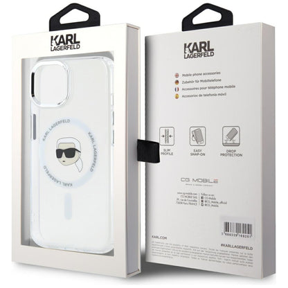 MagSafe-skal för Apple iPhone 15, Karl Lagerfeld, IML Metal Karl's Head, Vit