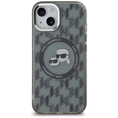 MagSafe-skal för Apple iPhone 15, Karl Lagerfeld, IML Monogram Karl & Choupette's Heads, Svart