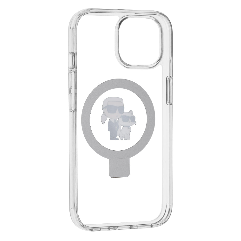 MagSafe-skal för Apple iPhone 15, Karl Lagerfeld, Ring Stand Karl & Choupette, Vit
