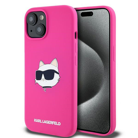 MagSafe-skal för Apple iPhone 15, Karl Lagerfeld, Silicone Choupette's Head, Fuchsia