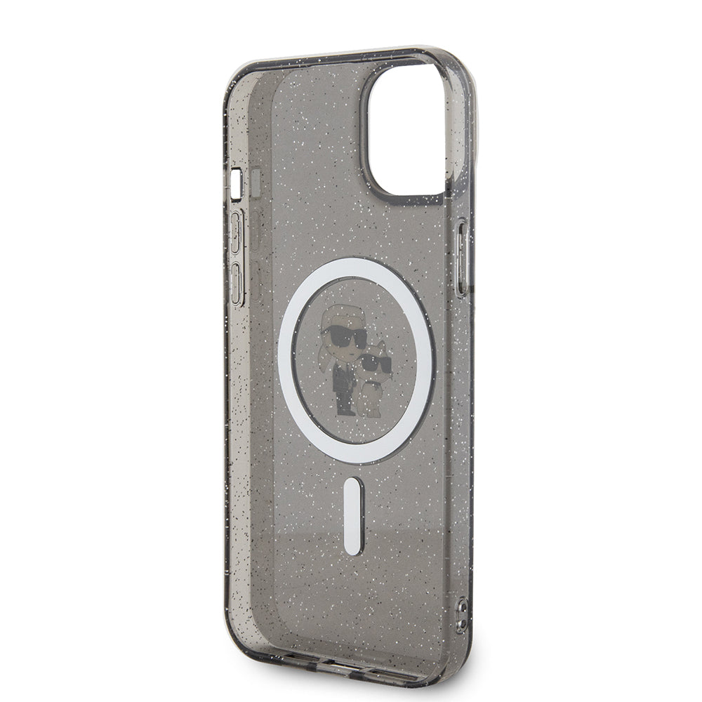 MagSafe-skal för Apple iPhone 15 Plus, Karl Lagerfeld, Glitter, Svart