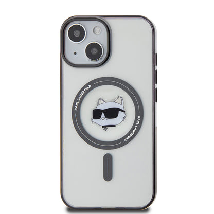 MagSafe Case for Apple iPhone 15 Plus, Karl Lagerfeld, IML Choupette's Head, Transparent