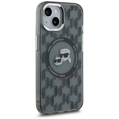 MagSafe-skal för Apple iPhone 15 Plus, Karl Lagerfeld, IML Monogram Karl & Choupette's Heads, Svart