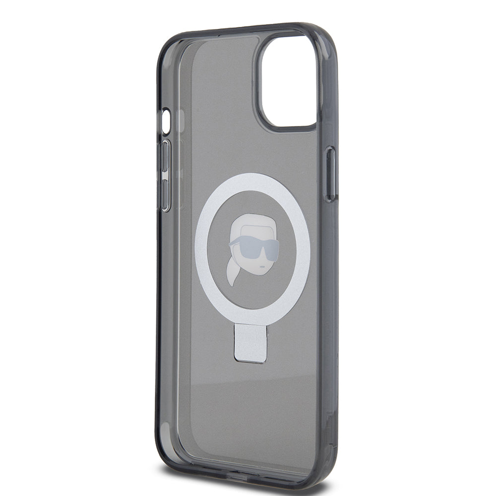 MagSafe-skal för Apple iPhone 15 Plus, Karl Lagerfeld, Ring Stand Karl's Head, Svart