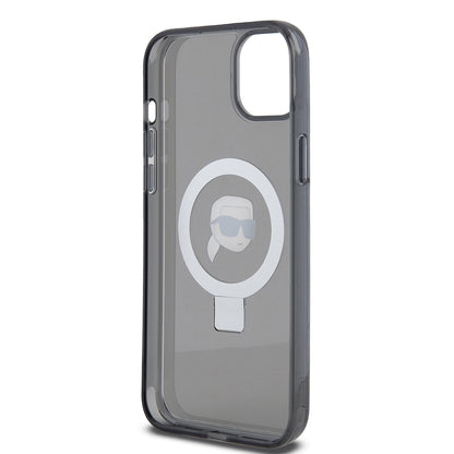 MagSafe-skal för Apple iPhone 15 Plus, Karl Lagerfeld, Ring Stand Karl's Head, Svart