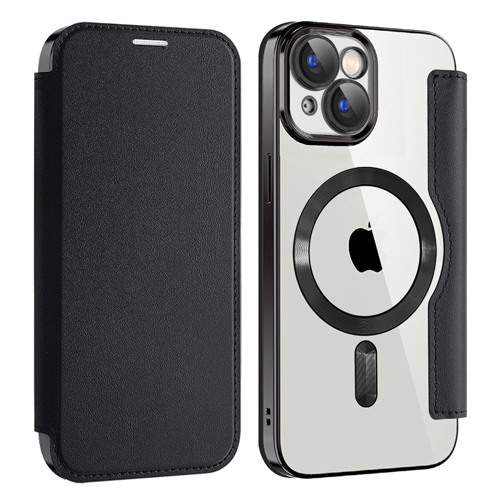 MagSafe Case for Apple iPhone 15 Plus, Techsuit, SmartMag Book, Black