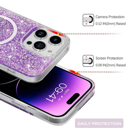 MagSafe-fodral för Apple iPhone 15 Plus, Techsuit, Glittrande Glitter, Magenta