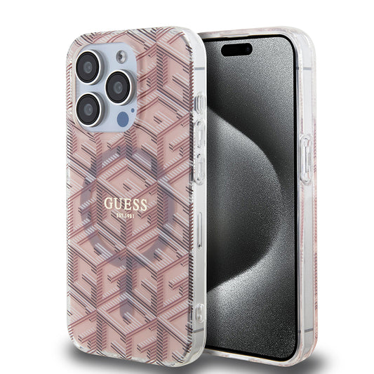 MagSafe-skal för Apple iPhone 15 Pro, Guess, IML Gcube, Rosa