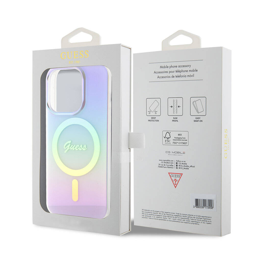 MagSafe-skal för Apple iPhone 15 Pro, Guess, IML Iridescent, Lila
