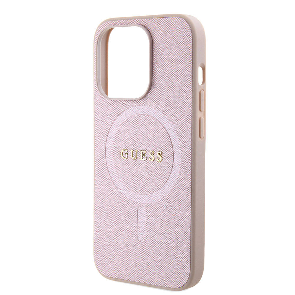 MagSafe Case for Apple iPhone 15 Pro, Guess, Saffiano, Pink