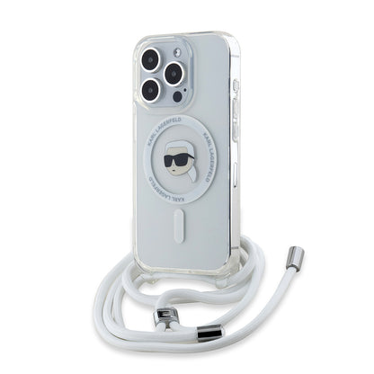 MagSafe-skal för Apple iPhone 15 Pro, Karl Lagerfeld, IML Crossbody Karl's Head, Transparent