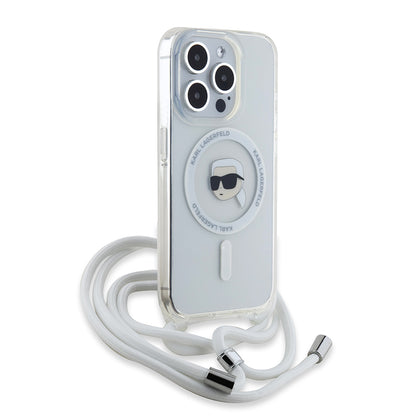 MagSafe-skal för Apple iPhone 15 Pro, Karl Lagerfeld, IML Crossbody Karl's Head, Transparent