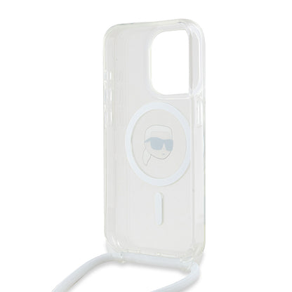 MagSafe-skal för Apple iPhone 15 Pro, Karl Lagerfeld, IML Crossbody Karl's Head, Transparent
