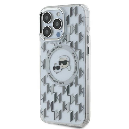 MagSafe Case for Apple iPhone 15 Pro, Karl Lagerfeld, IML Monogram Karl & Choupette's Heads, Transparent