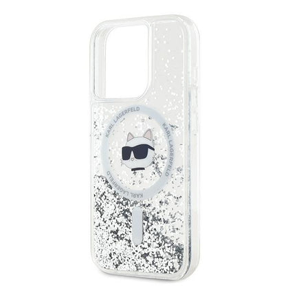 MagSafe-skal för Apple iPhone 15 Pro, Karl Lagerfeld, Liquid Glitter Choupette Head, Transparent