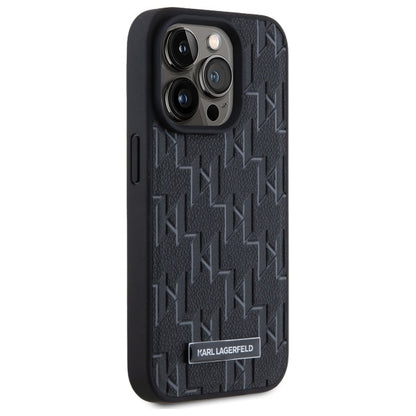 MagSafe-skal för Apple iPhone 15 Pro, Karl Lagerfeld, Monogram Metal Logo, Svart