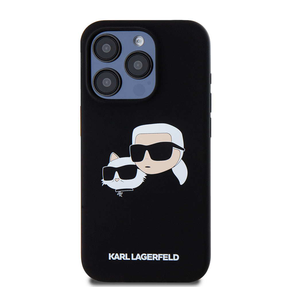 MagSafe-skal för Apple iPhone 15 Pro, Karl Lagerfeld, Silikon Karl & Choupette's Heads, Svart