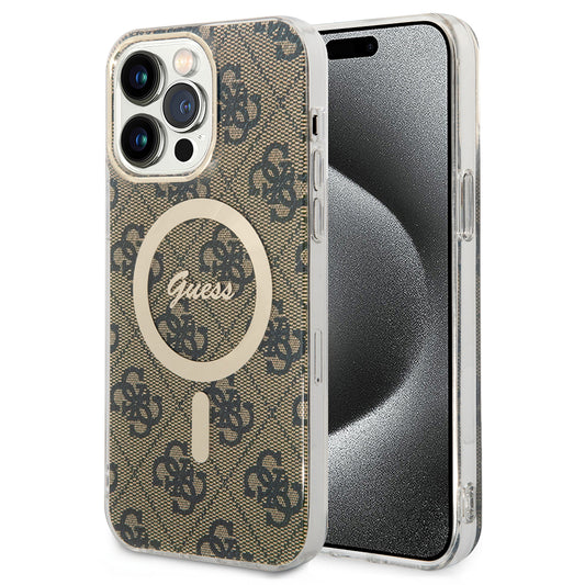 MagSafe-fodral för Apple iPhone 15 Pro Max, Guess, 4G IML, Brun GUHMP15XH4STW