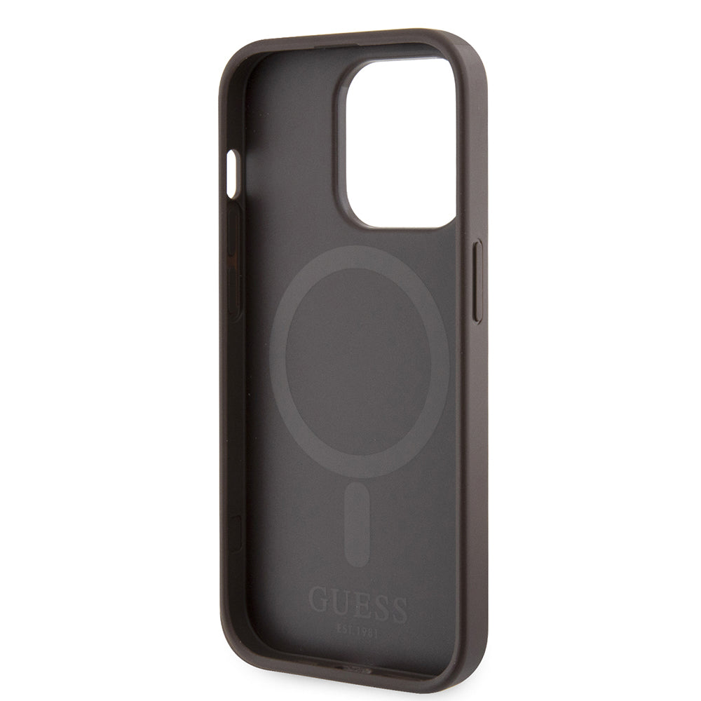 MagSafe-skal för Apple iPhone 15 Pro Max, Guess, 4G Printed Stripes, Brun