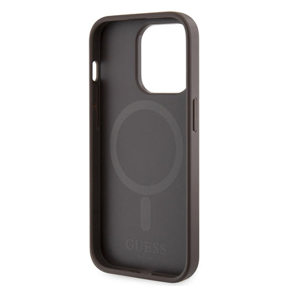 MagSafe-skal för Apple iPhone 15 Pro Max, Guess, 4G Printed Stripes, Brun