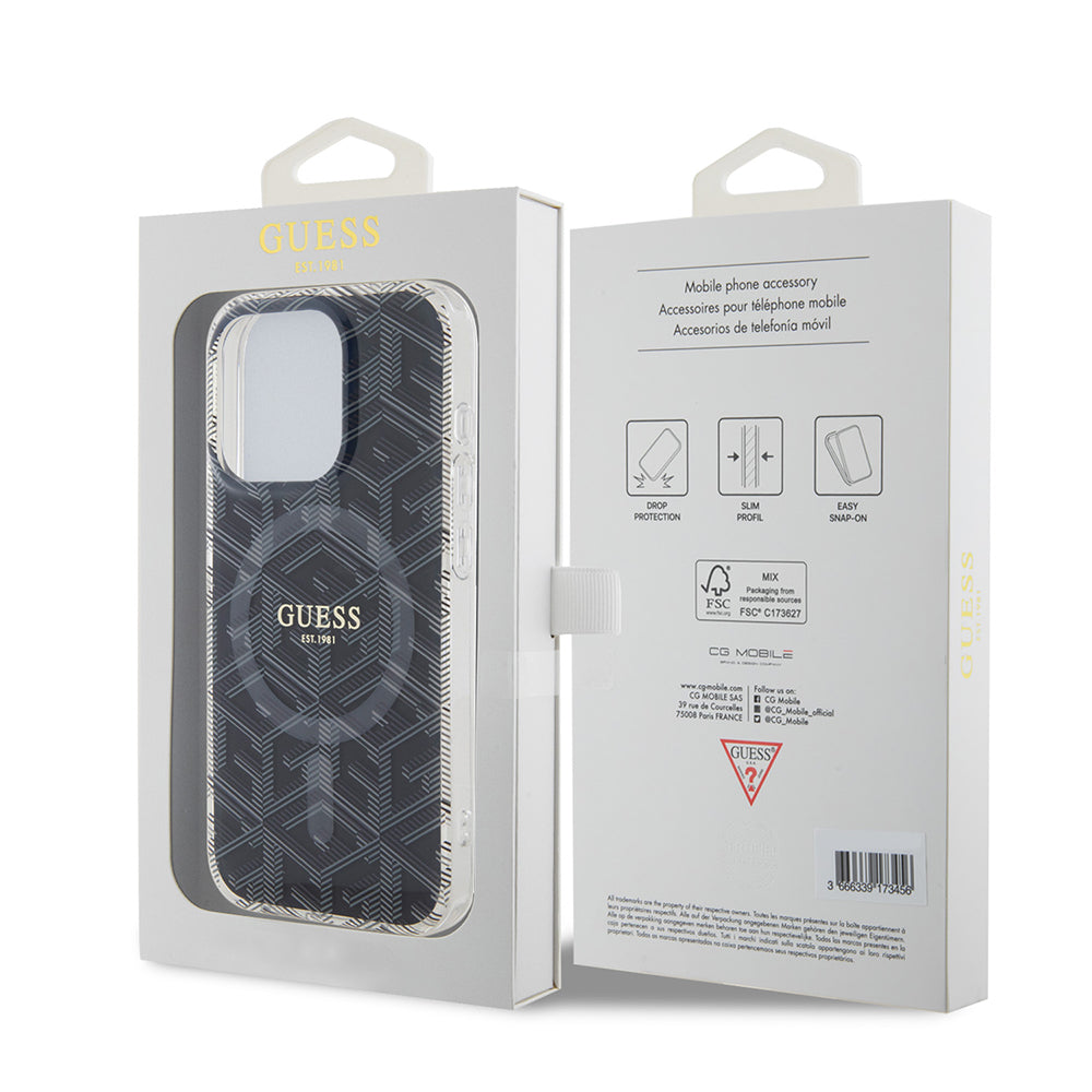 MagSafe-skal för Apple iPhone 15 Pro Max, Guess, IML Gcube, Svart