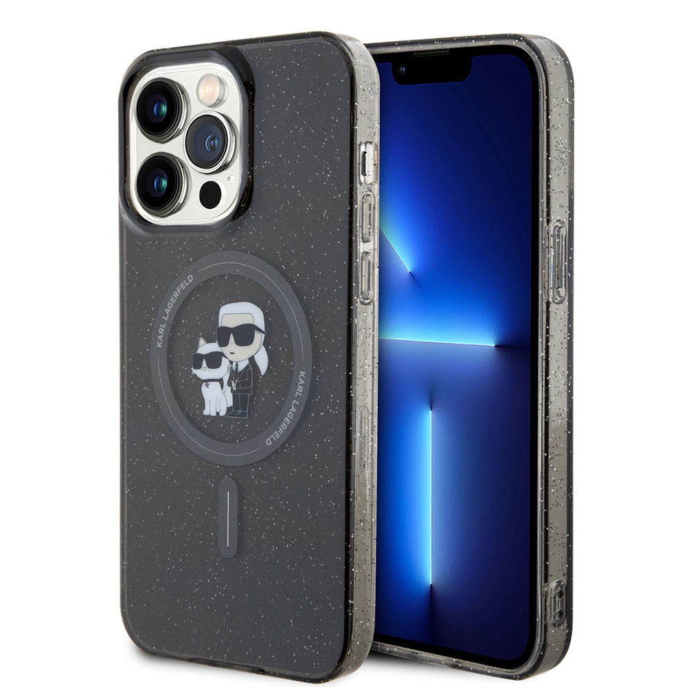MagSafe-skal för Apple iPhone 15 Pro Max, Karl Lagerfeld, Glitter, Svart
