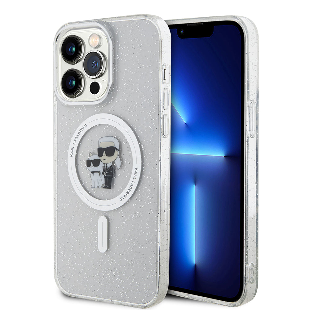 MagSafe-skal för Apple iPhone 15 Pro Max, Karl Lagerfeld, Glitter, Transparent