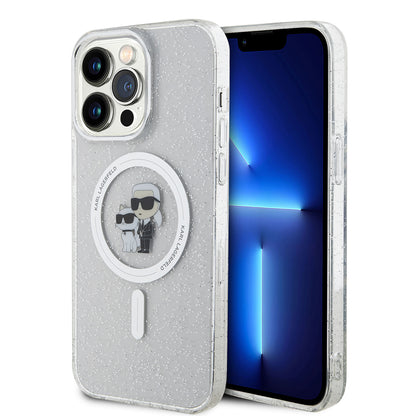 MagSafe-skal för Apple iPhone 15 Pro Max, Karl Lagerfeld, Glitter, Transparent