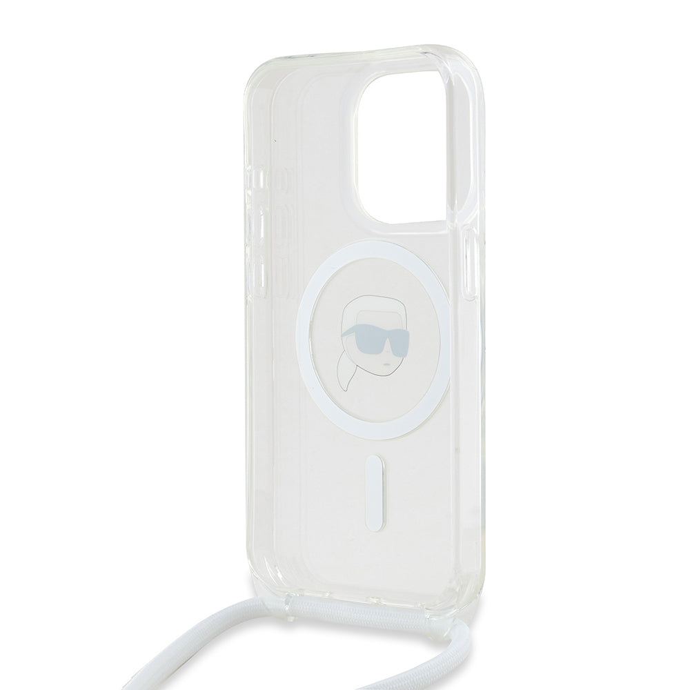 MagSafe-skal för Apple iPhone 15 Pro Max, Karl Lagerfeld, IML Crossbody Karl's Head, Transparent