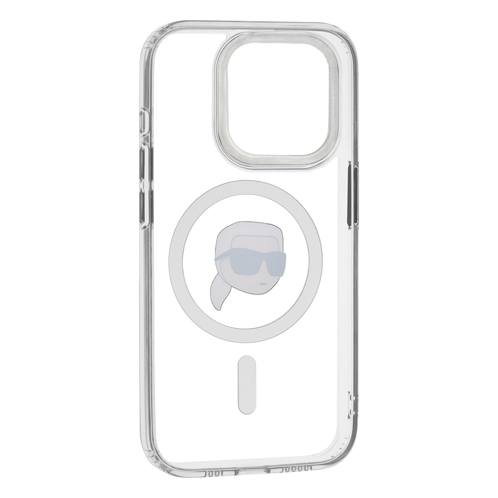 MagSafe-skal för Apple iPhone 15 Pro Max, Karl Lagerfeld, IML Metal Karl's Head, Vit