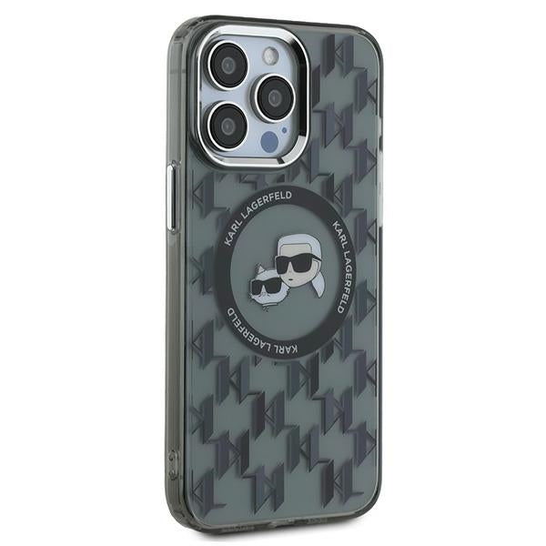 MagSafe-skal för Apple iPhone 15 Pro Max, Karl Lagerfeld, IML Monogram Karl & Choupette's Heads, Svart